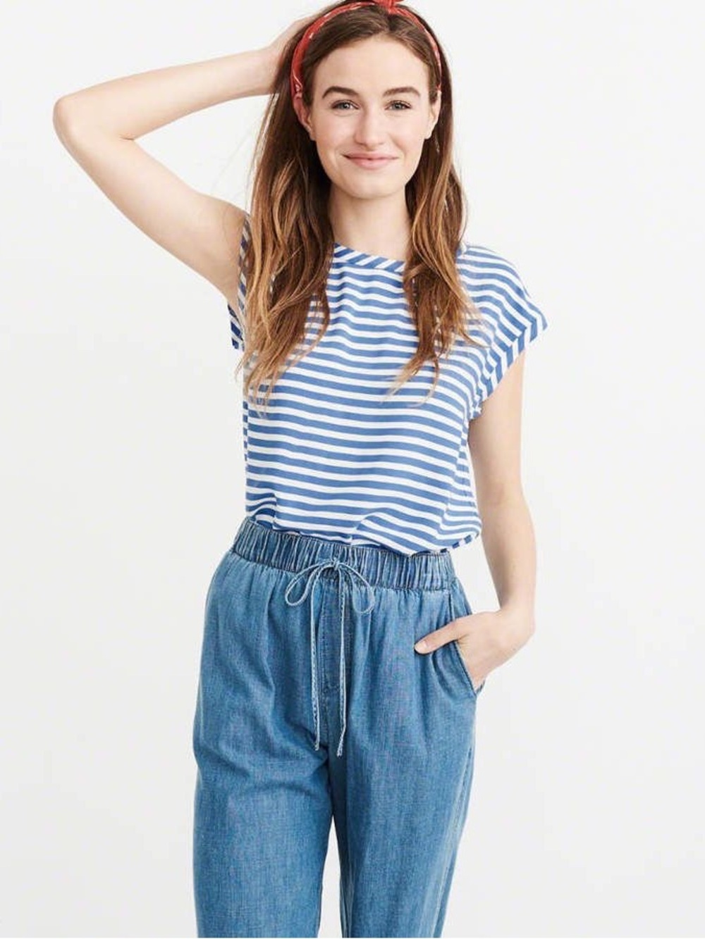 Abercrombie & Fitch Button Back striped Dolman Tee